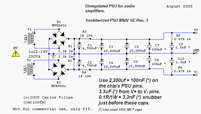 snubberized Gainclone PSU by Carlos Machado.